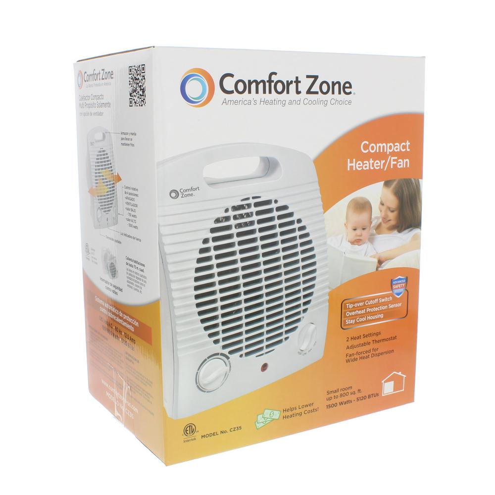 Comfort Zone 750 1 500 Watt Portable Compact Heater With
