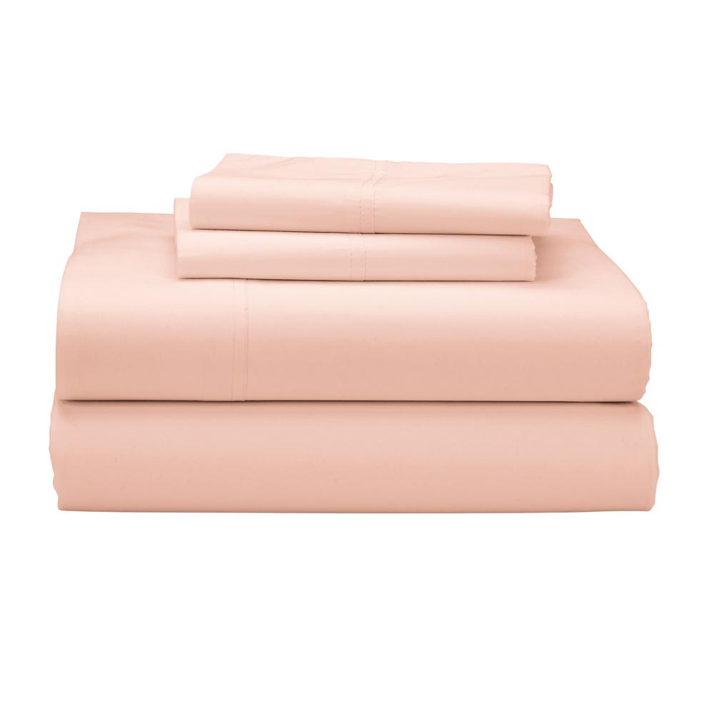 The Company Cotton 4 Piece Peach Blossom 300 Thread Company Cotton 4 Piece Peach Blossom 300 Thread Count Percale California King Sheet Set
