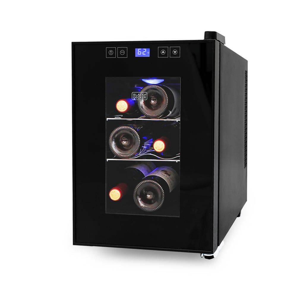 BLACK+DECKER 9.7 in. Wide 6-Bottle Capacity Wine Cellar, Black