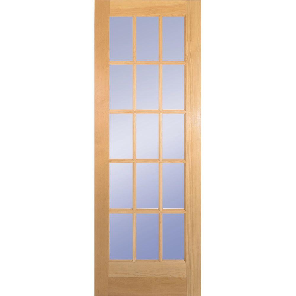 Builders Choice 28 In X 80 In 28 In Clear Pine 15 Lite French Interior Door Slab