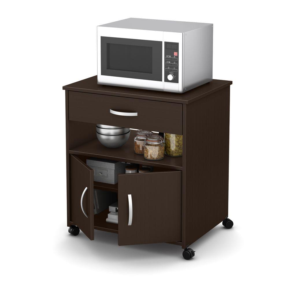 South S As Chocolate Microwave Cart With Storage 10014 The Home Depot South S As Chocolate Microwave