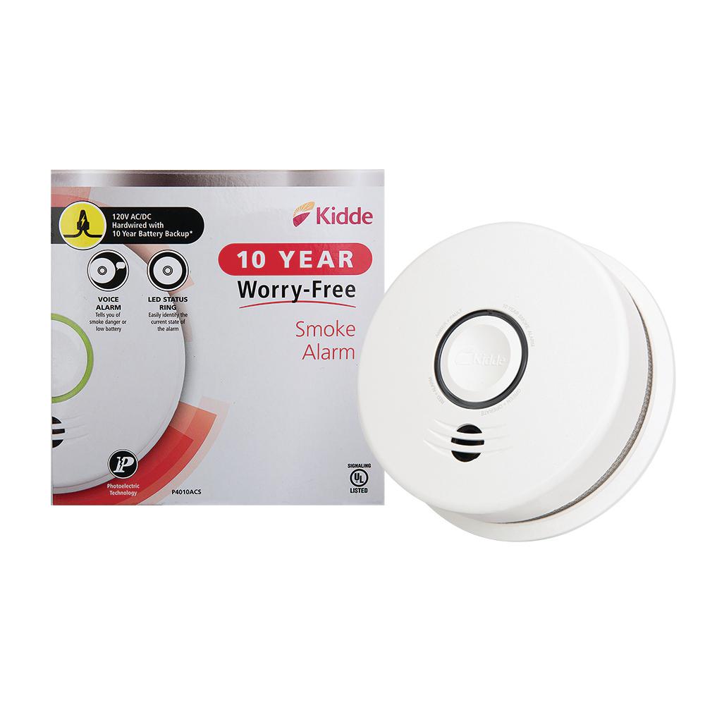 Kidde 10 Year Worry-Free Hardwired Smoke Detector with Voice Alarm and Ambient Light Ring