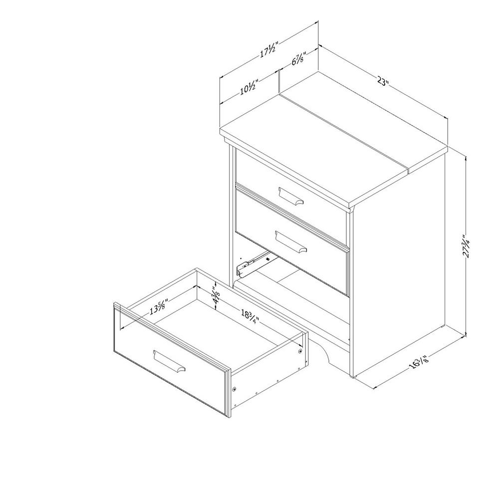 South Shore Versa 2 Drawer Nightstand In Gray Maple 10556 The Home Depot