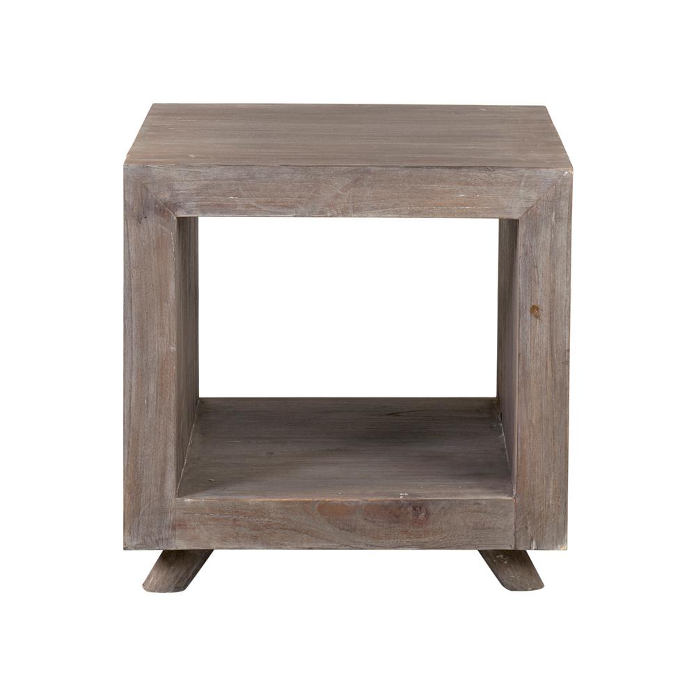 East At Main Brown Wash Kybos Cube Bedside End Table Tt Et 69115 Br The Home Depot