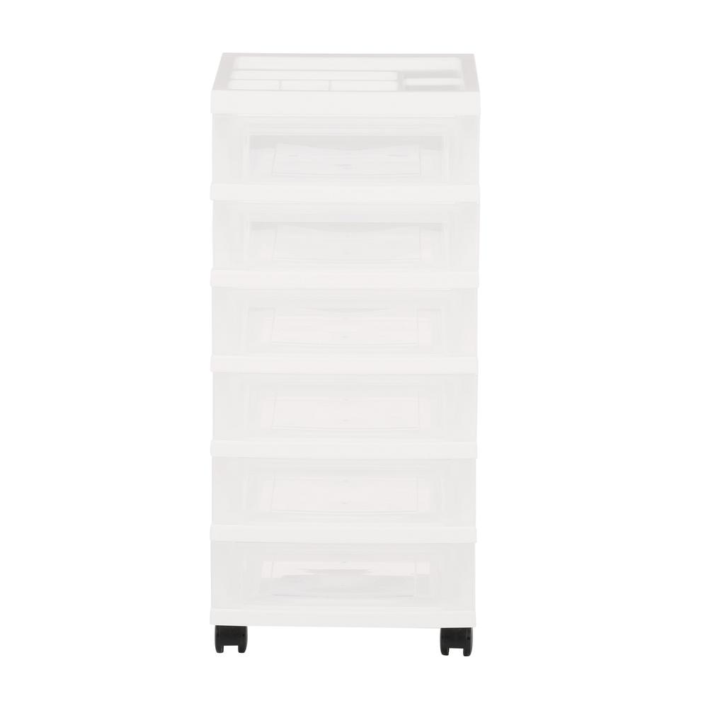 Iris 68 Qt 6 Drawer Cart Storage Bin In White 116845 The Home Depot