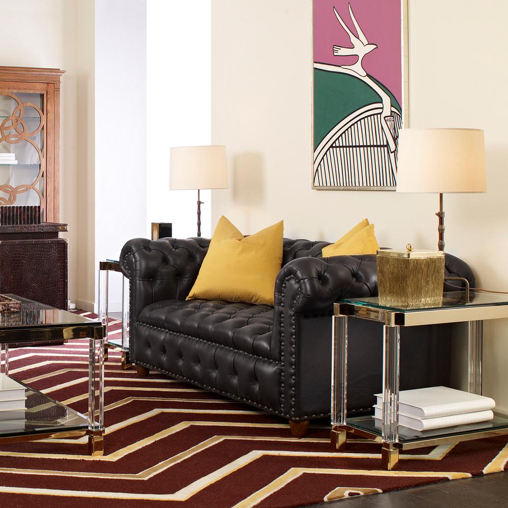 Jennifer Taylor Home Baron Rich Brown Genuine Leather Chesterfield