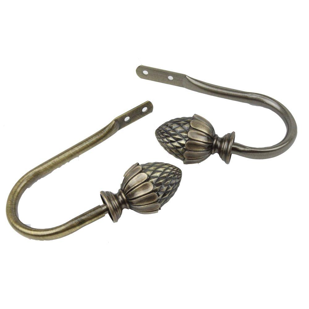 Rod Desyne Acorn Decorative Holdback Pair In Antique Brass 4867