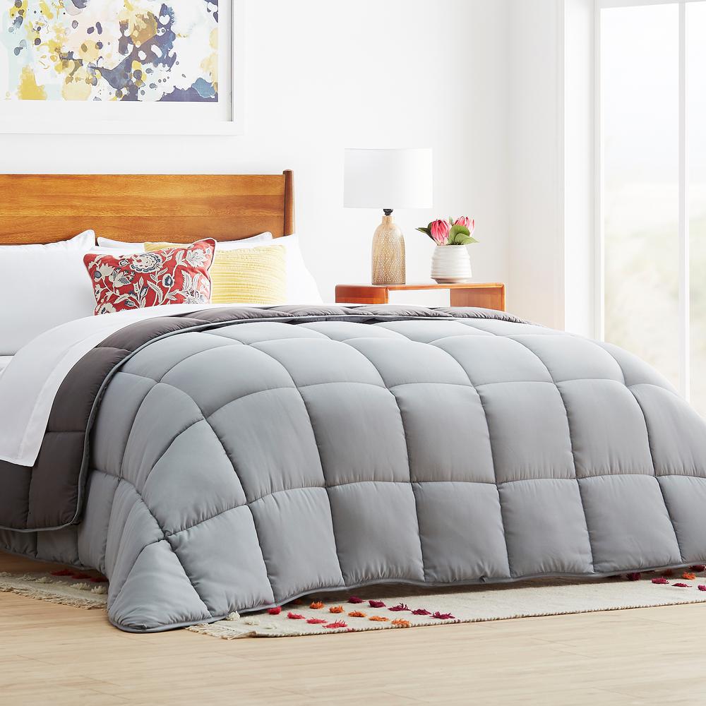 Linenspa Stone/Charcoal Cal King Down Alternative Microfiber Comforter ...