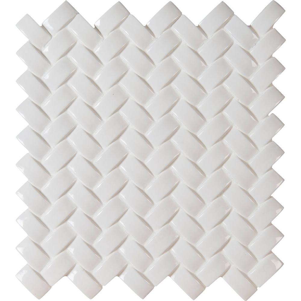 White Ceramic Herringbone Flooring The Home Depot Whisper White Arched Herringbone 12 In X 8mm Glazed Ceramic Mesh