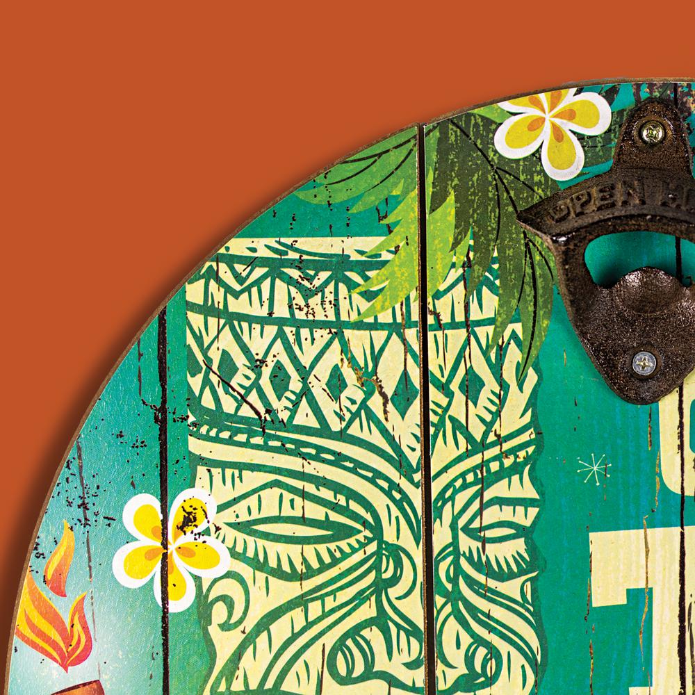 Crystal Art Gallery Open Tiki Bar Cap Catcher Bottle Opener Wall