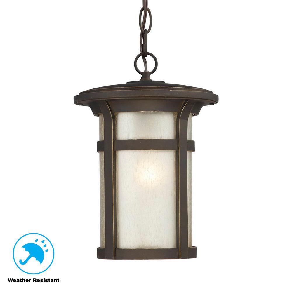 Home Decorators Collection Round Craftsman 1 Light Dark Rubbed Bronze Outdoor Hanging Lantern