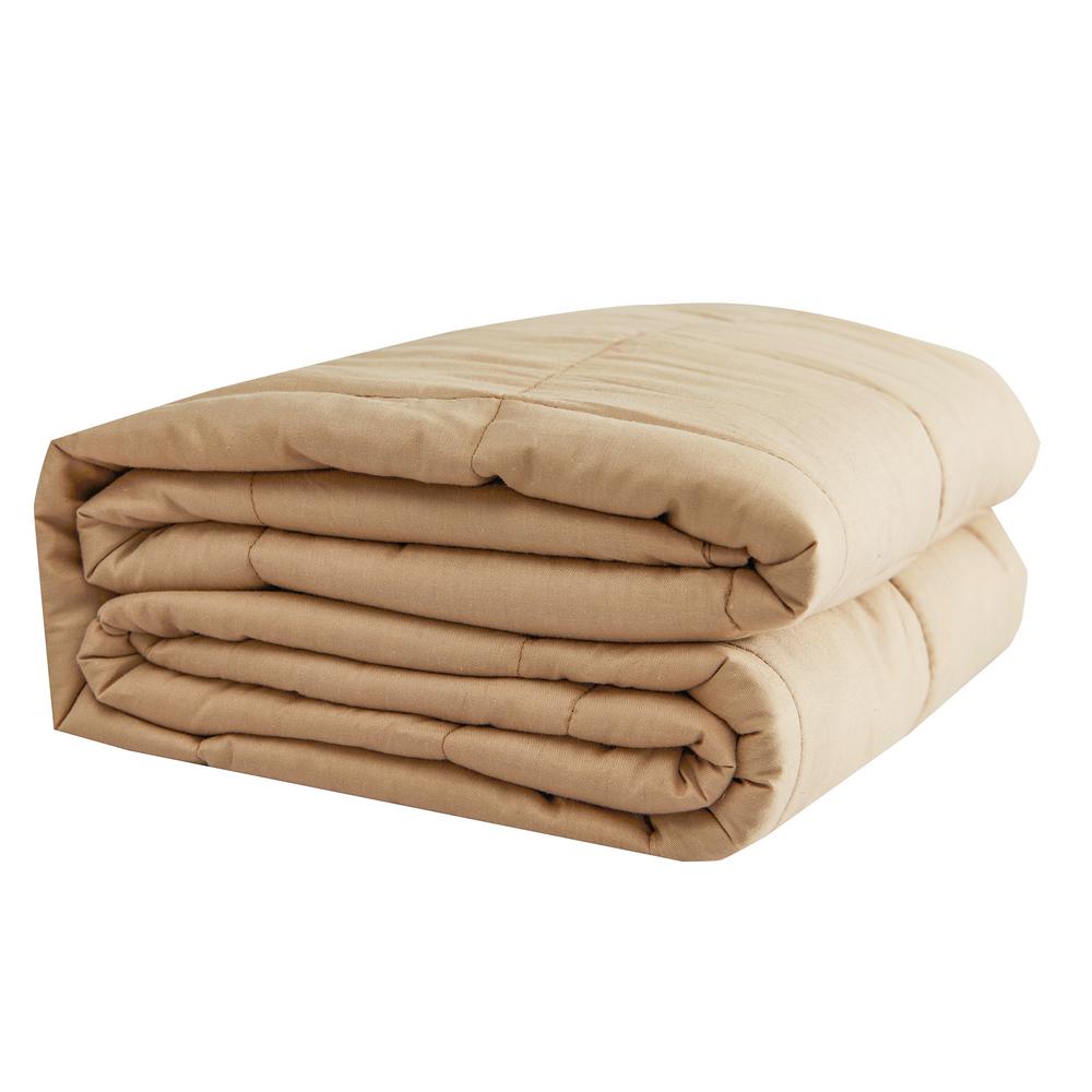 PUR SERENITY Tan 100% Cotton 48 in. x 72 in. 20 lb. Weighted Blanket-WB