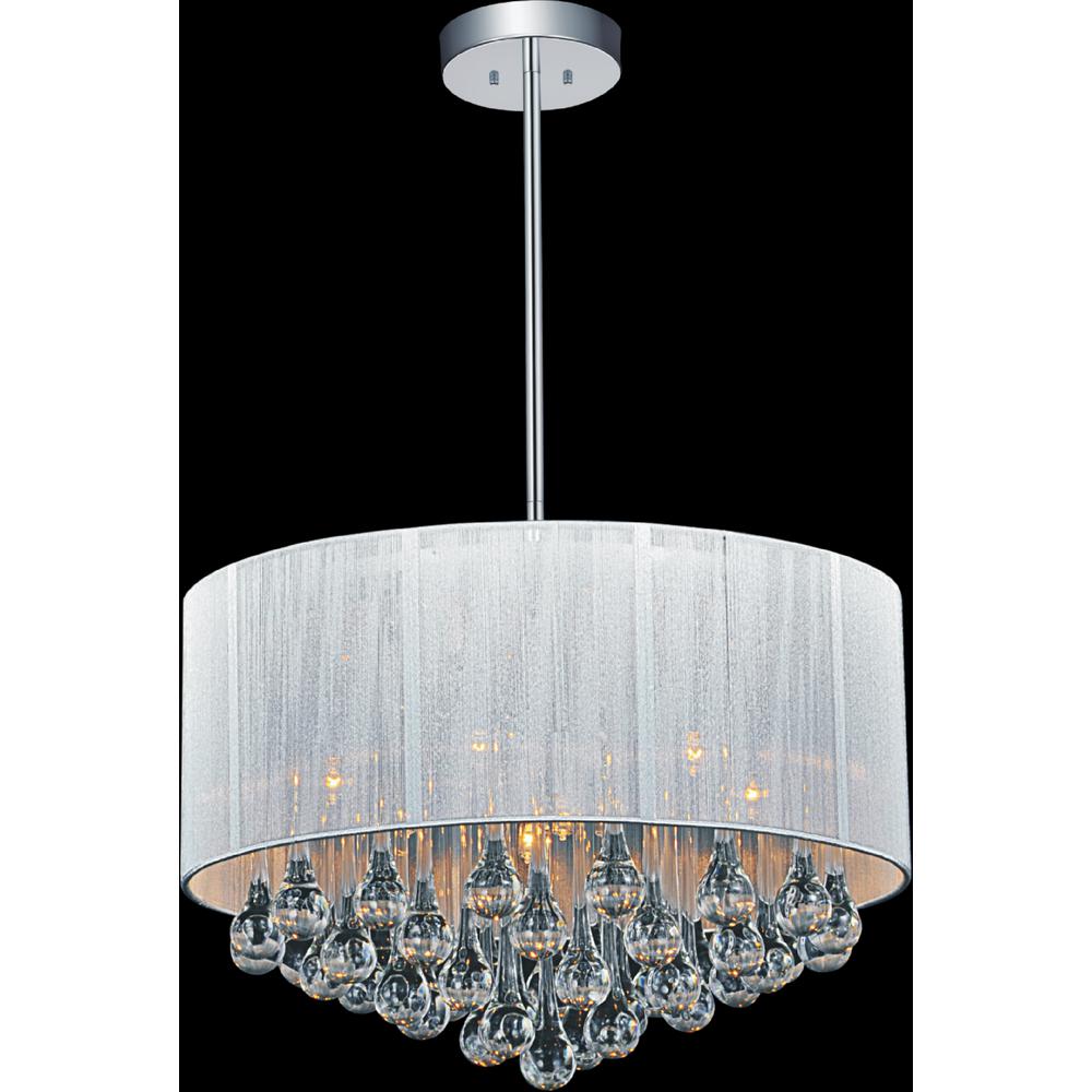 Cwi Lighting Water Drop 9 Light Chrome Chandelier With Silver Shade Water Drop 6 Light Chrome Chandelier With White Shade