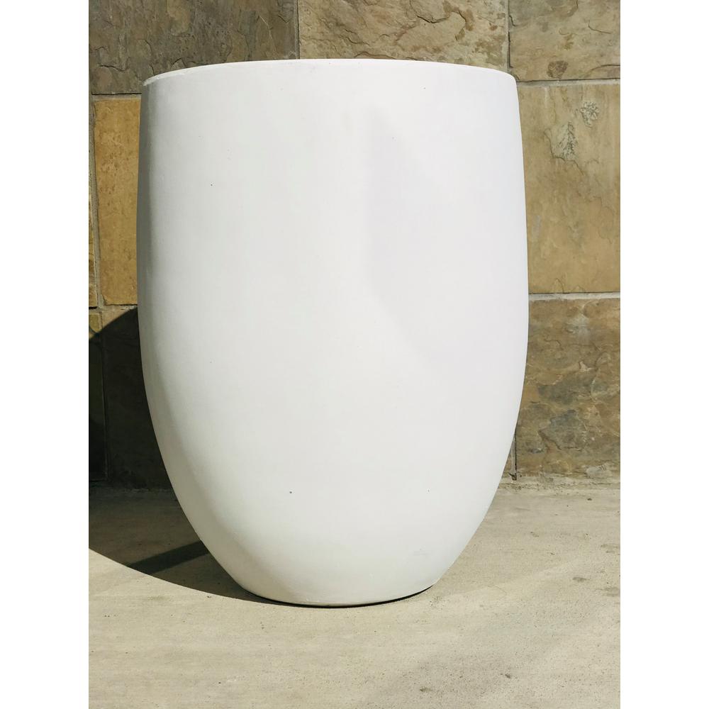 KANTE 21.7 in. Tall Pure White Lightweight Concrete Outdoor Round Bowl