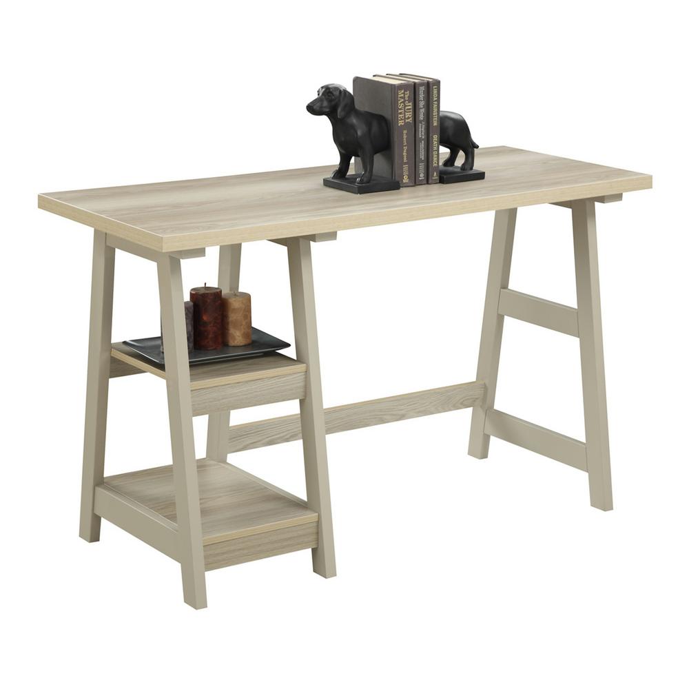 Convenience Concepts Designs2go Weathered White Trestle Desk R7