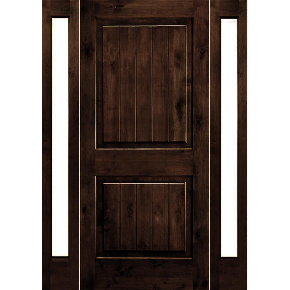 Best Rated Wood Single Door With Sidelites Mahogany