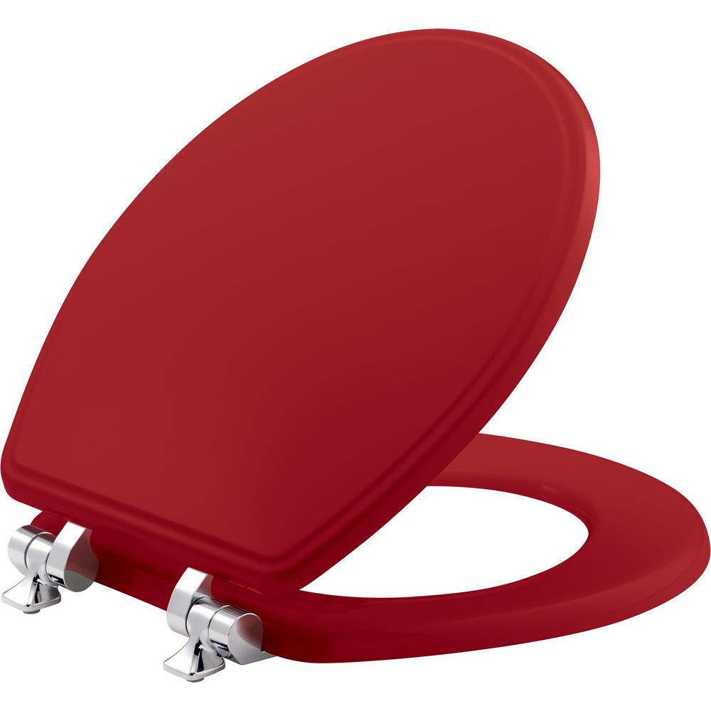 red elongated toilet seat
