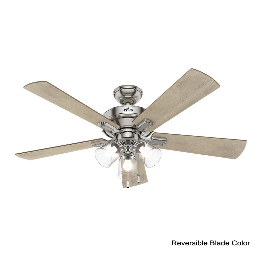 Hunter Crestfield 52 In Led Indoor Brushed Nickel Ceiling Fan