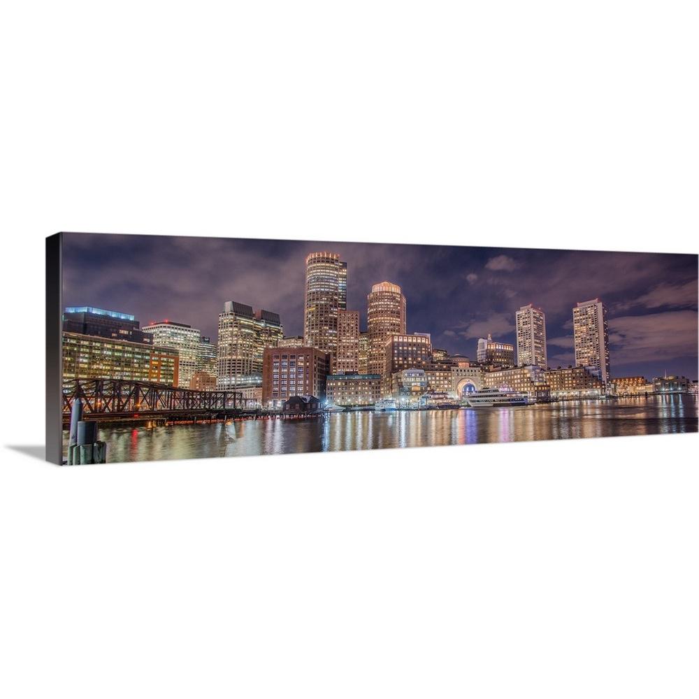 Greatbigcanvas 60 In X 20 In Boston City Skyline At Night By Circle Capture Canvas Wall Art 2417955 24 60x20 The Home Depot