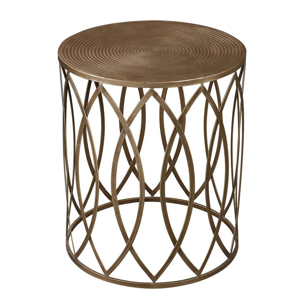 Round Short Under 20 In Gold End Tables Accent Sutton Gold And Antique Champagne End Table