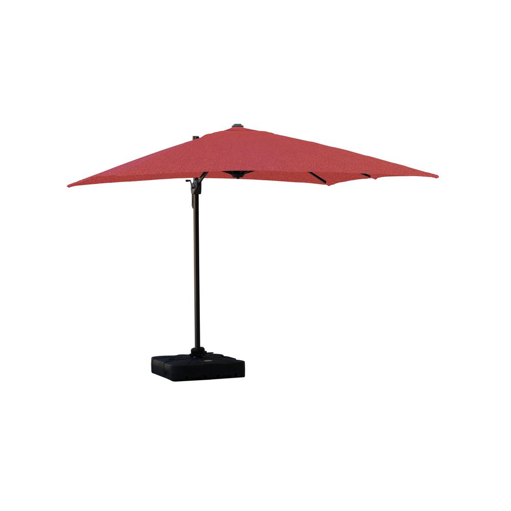 CASAINC 10 ft. Aluminum Cantilever Solar 360Degree Tilt Half Square Patio Umbrella in Orange