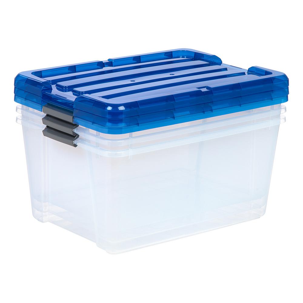 IRIS 45 qt. Storage Tote CLR/BLU 3pk-100229 - The Home Depot