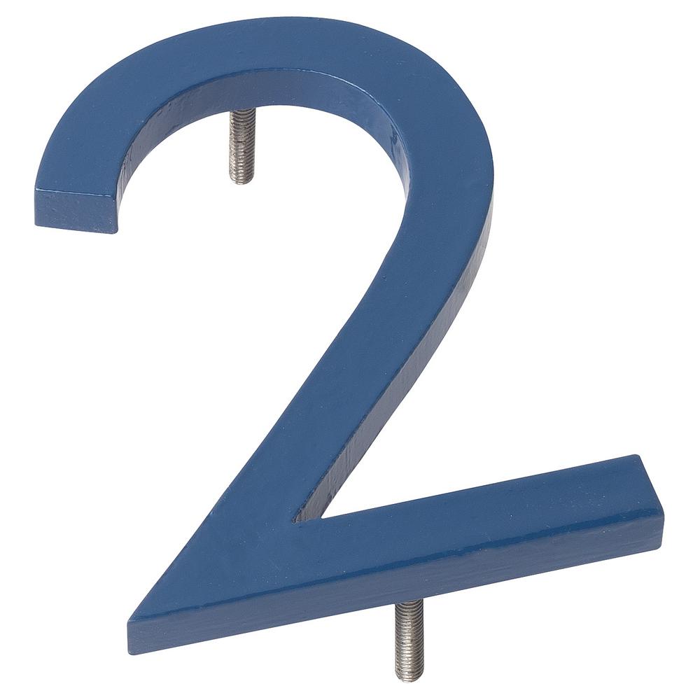 Montague Metal Products 4 In Sea Blue Aluminum Floating Or Flat Modern House Number 2 Mhn 04 2 F Sb1 The Home Depot