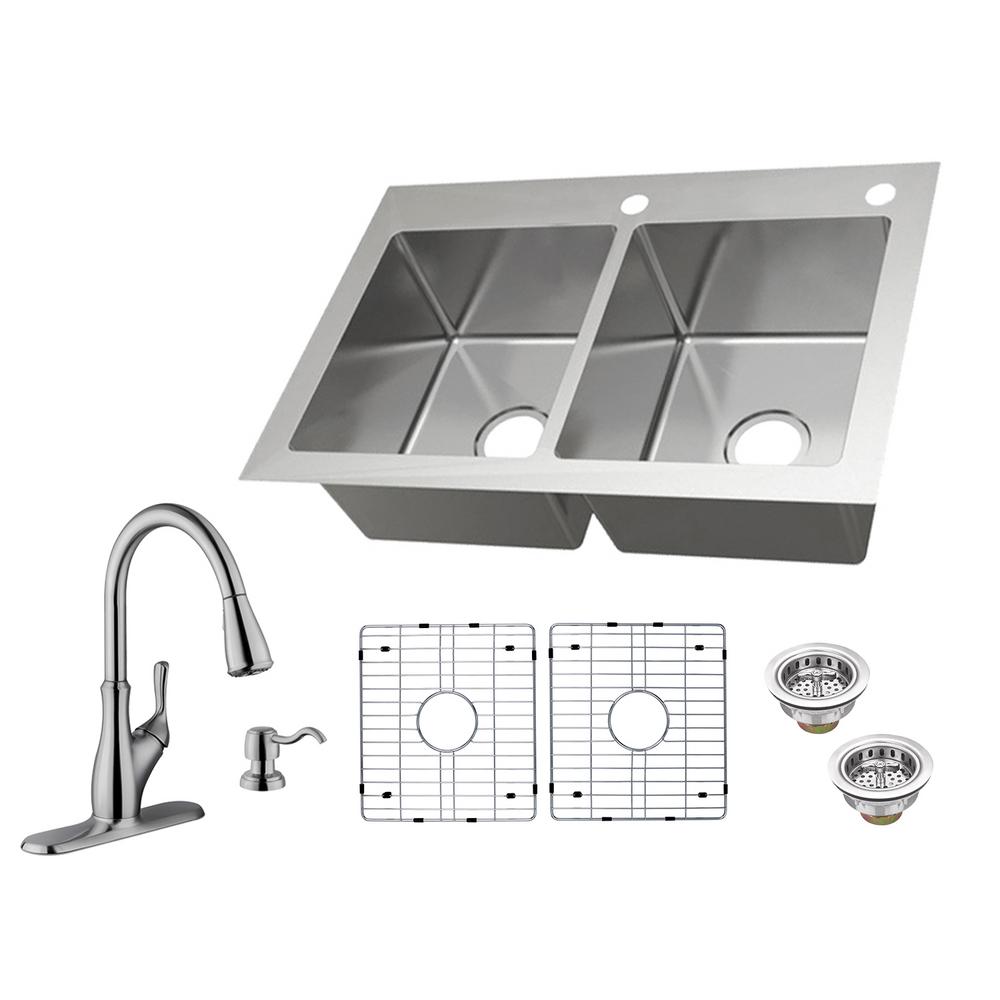 Glacier Bay All In One Dual Mount 18 Gauge Stainless Steel 33 In