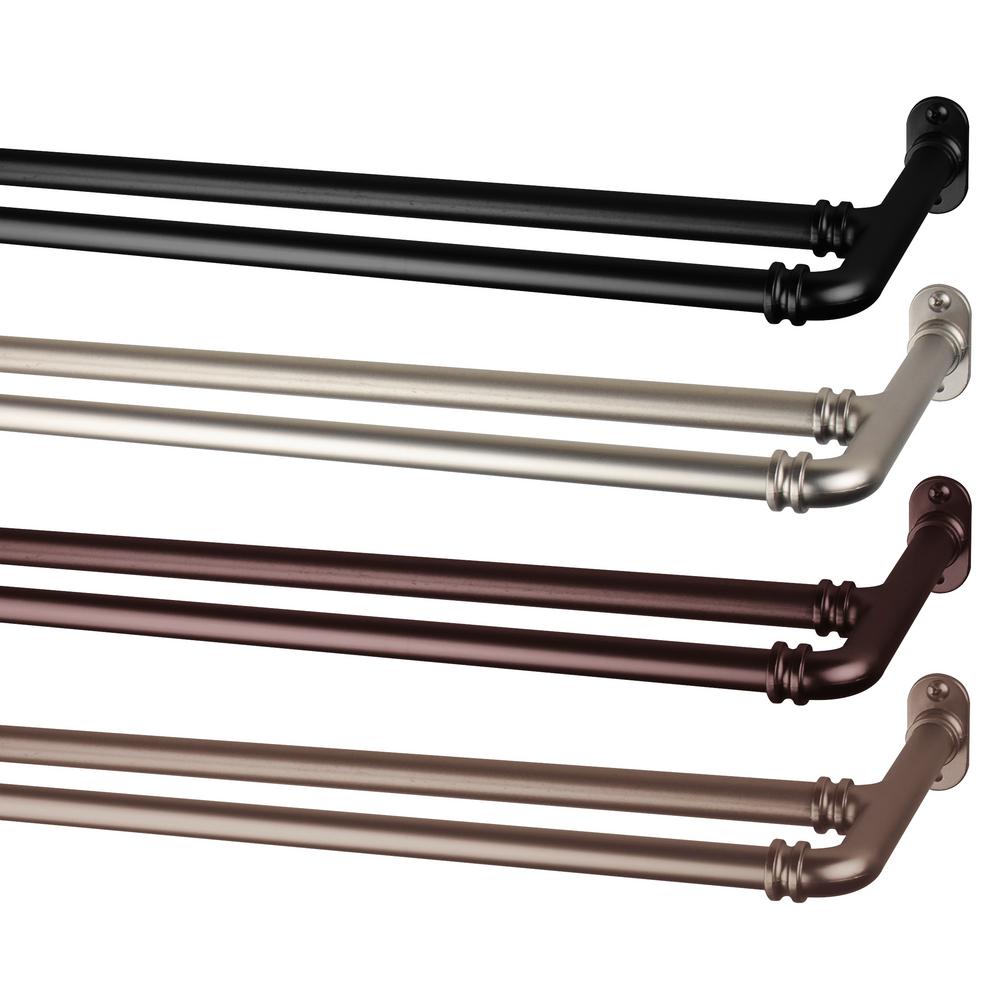 EMOH 5/8 inch Adjustable Double Blackout Curtain Rod 4884 inch Black