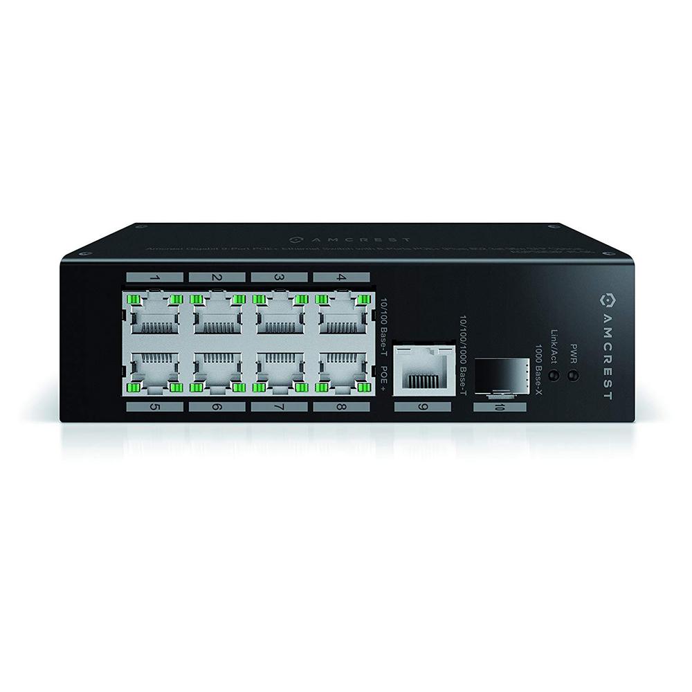 Power Over Ethernet POE Switch with Metal Housing 802.3at 96w 8-Ports POE AMPS9E8P-AT-96 Amcrest 9-Port POE