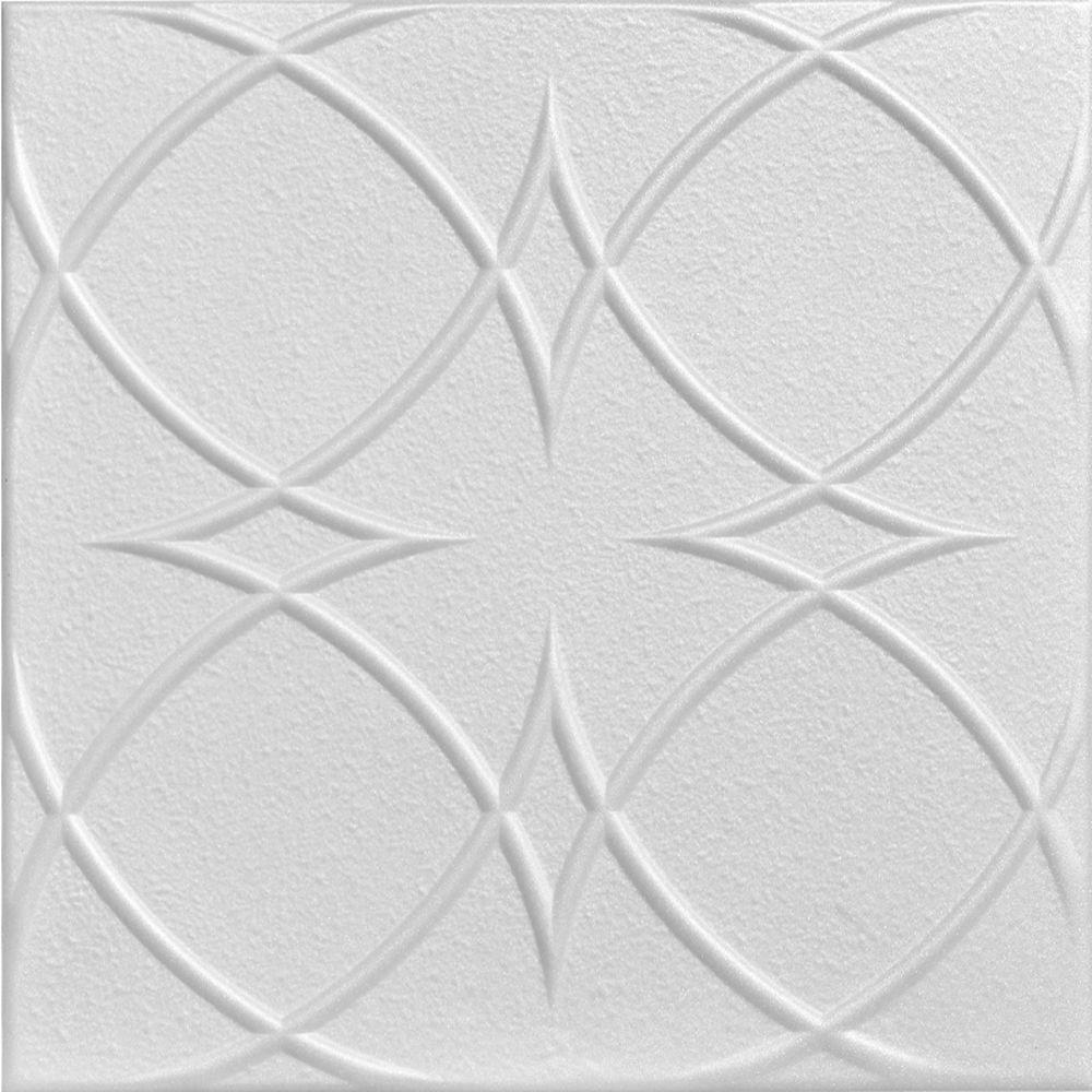 A La Maison Ceilings Circles And Stars 1 6 Ft X 1 6 Ft Glue Up Plastic Ceiling Tile In Plain White 21 6 Sq Ft Case
