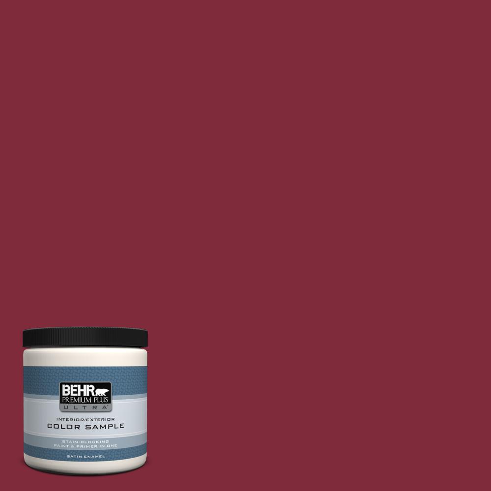 Behr Premium Plus Ultra 8 Oz S H 130 Red Wine Satin Enamel S H 130 Red Wine Satin Enamel Interior Exterior Paint And Primer In One Sample