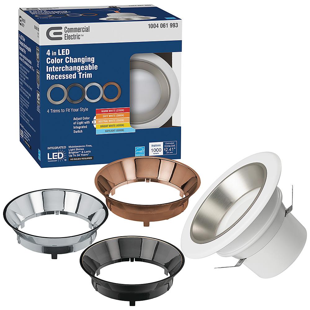 interchangeable trim trims recessed commercial downlight lumens selectable dimmable integrated led 1000 electric pack light