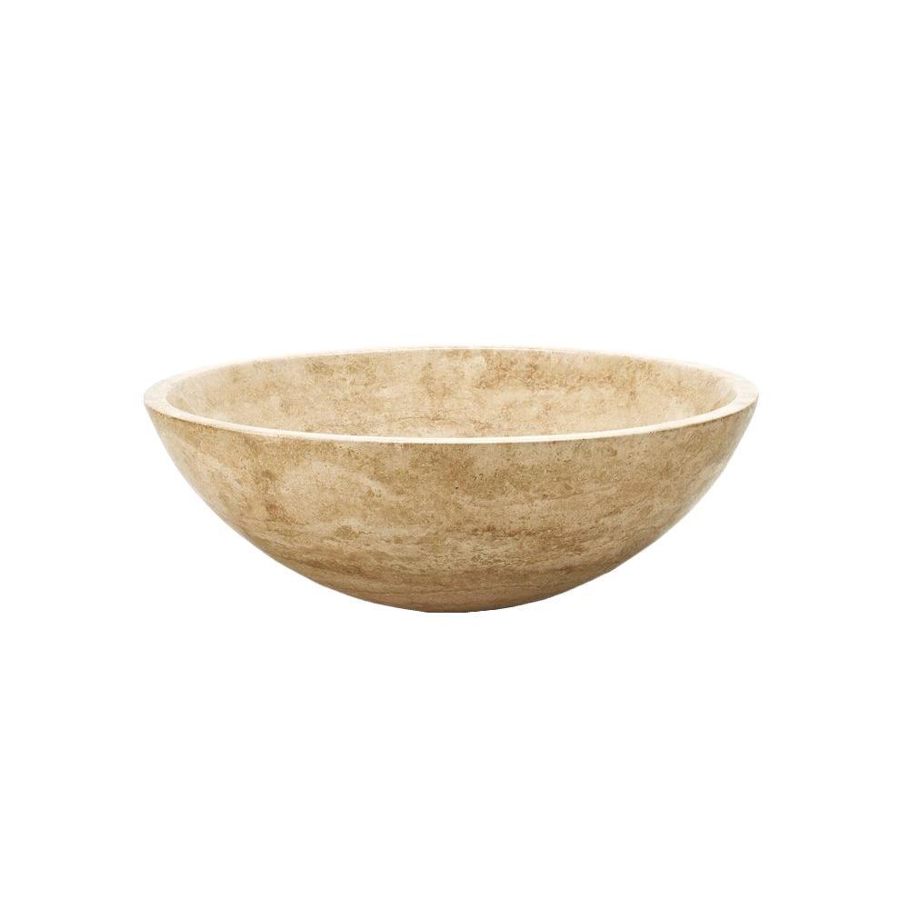 Beige-Grey Blend Stone Vessel Sink – Oval Bathroom Sink – Handcrafted