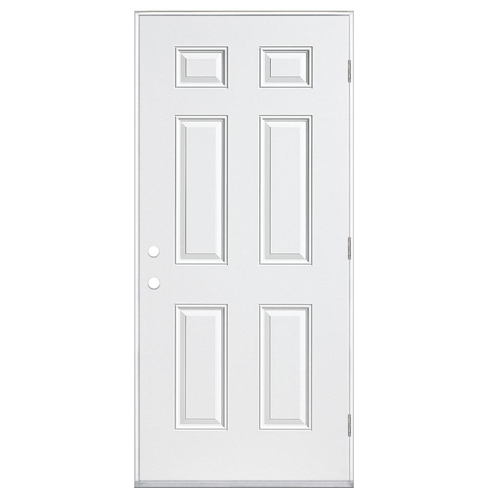 Masonite 36 In X 80 6 Panel Right Hand Outswing Primed Smooth Masonite 36 In X 80 6 Panel Right Hand Outswing Primed Smooth