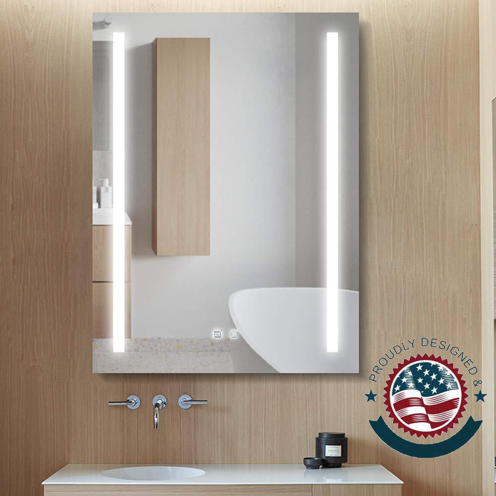 Boyel Living 24 In W X 32 In H Frameless Rectangular Led Light Bathroom Vanity Mirror In Clear Ex01 The Home Depot