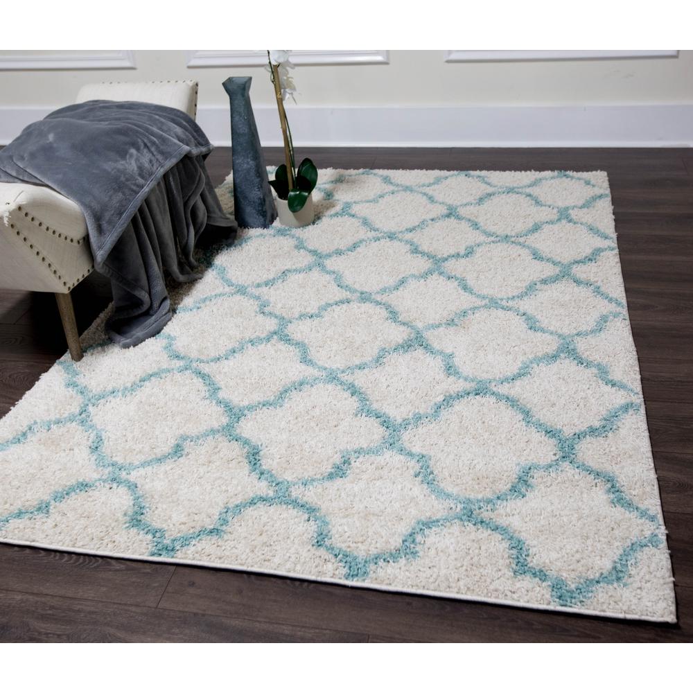 Nicole Miller Synergy Off White Aqua 5 Ft X 7 Indoor Area Rug