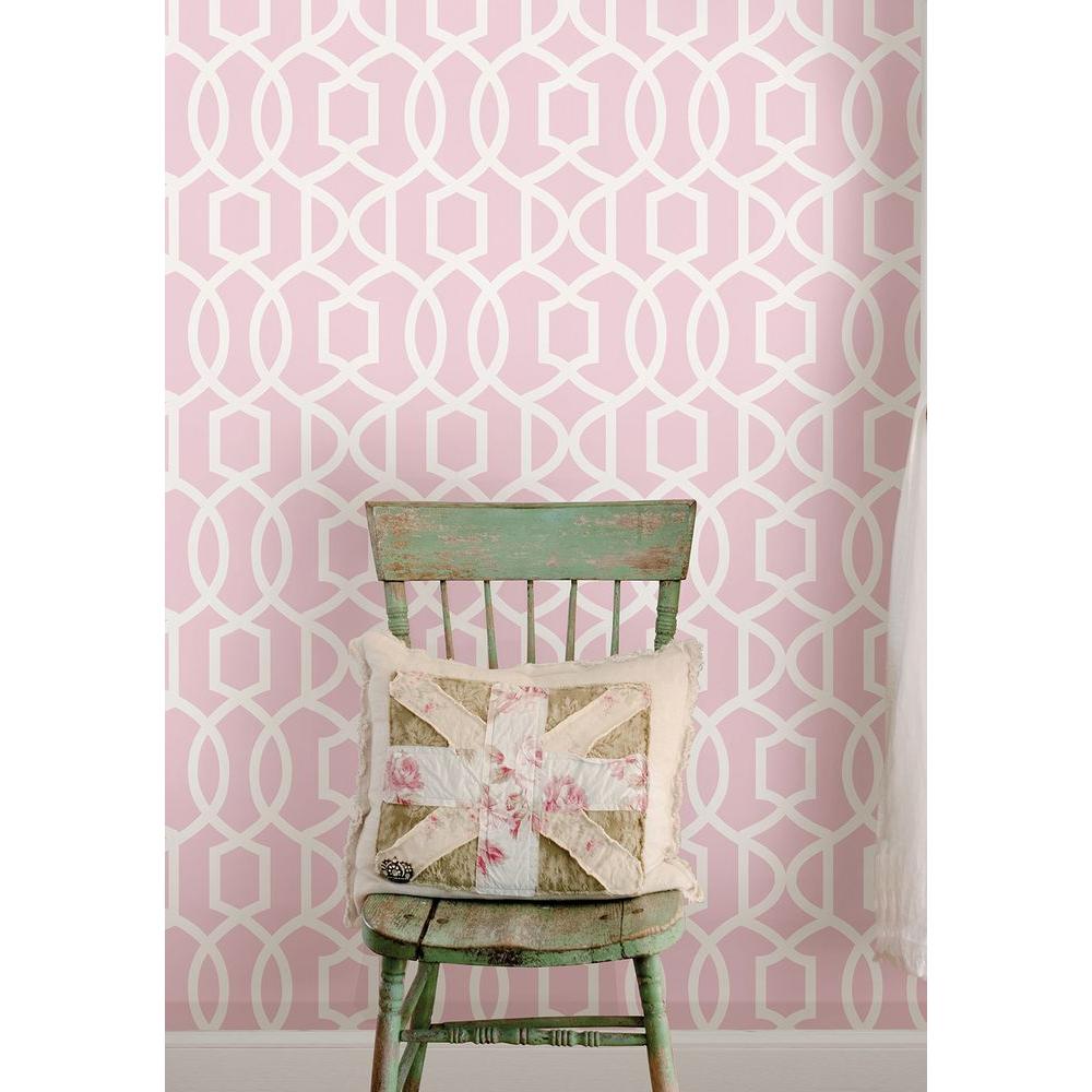 NuWallpaper Pink Grand Trellis Peel and Stick Wallpaper-NU1420 - The