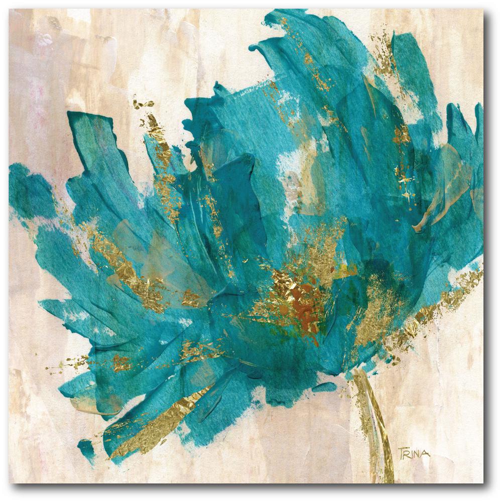 Contemporary Teal Flower Canvas Wall ArtWEBAC180T The Home Depot