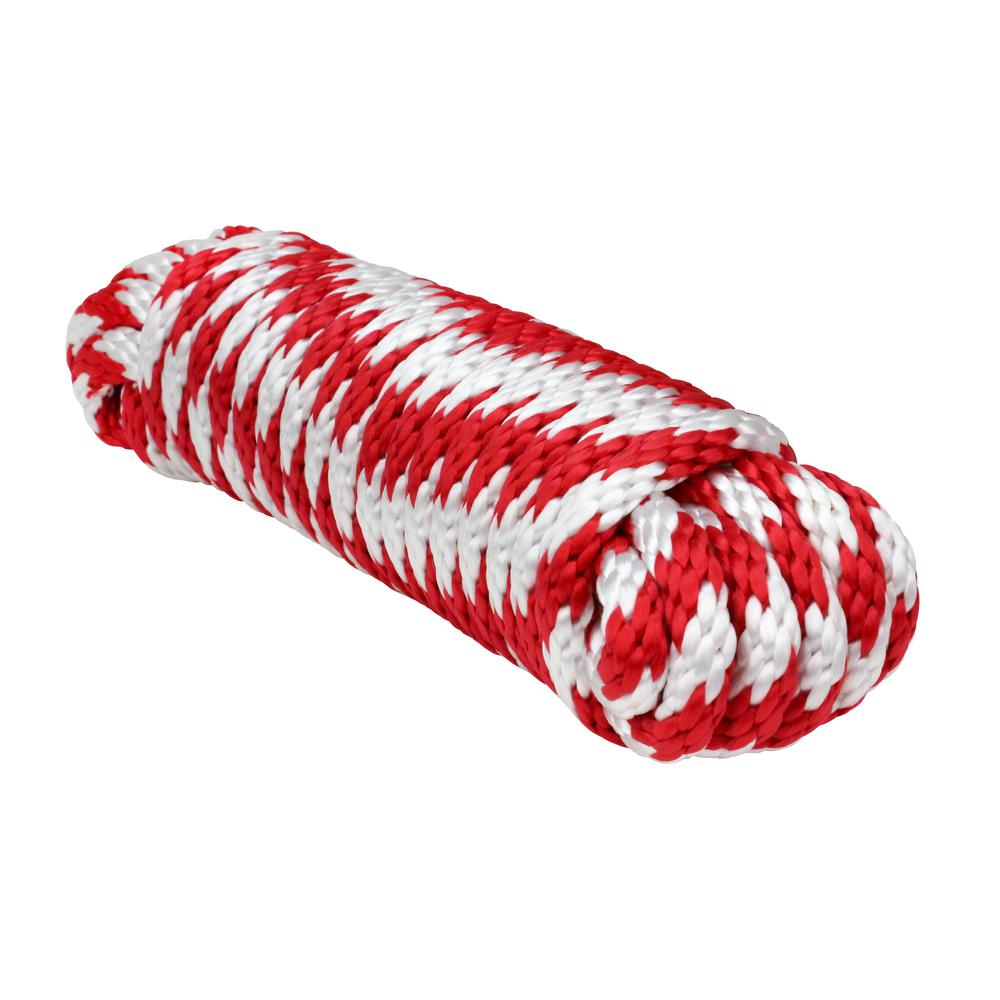 5//8 x 25 Extreme Max 3008.0184 Solid Braid MFP Utility Rope Red//White
