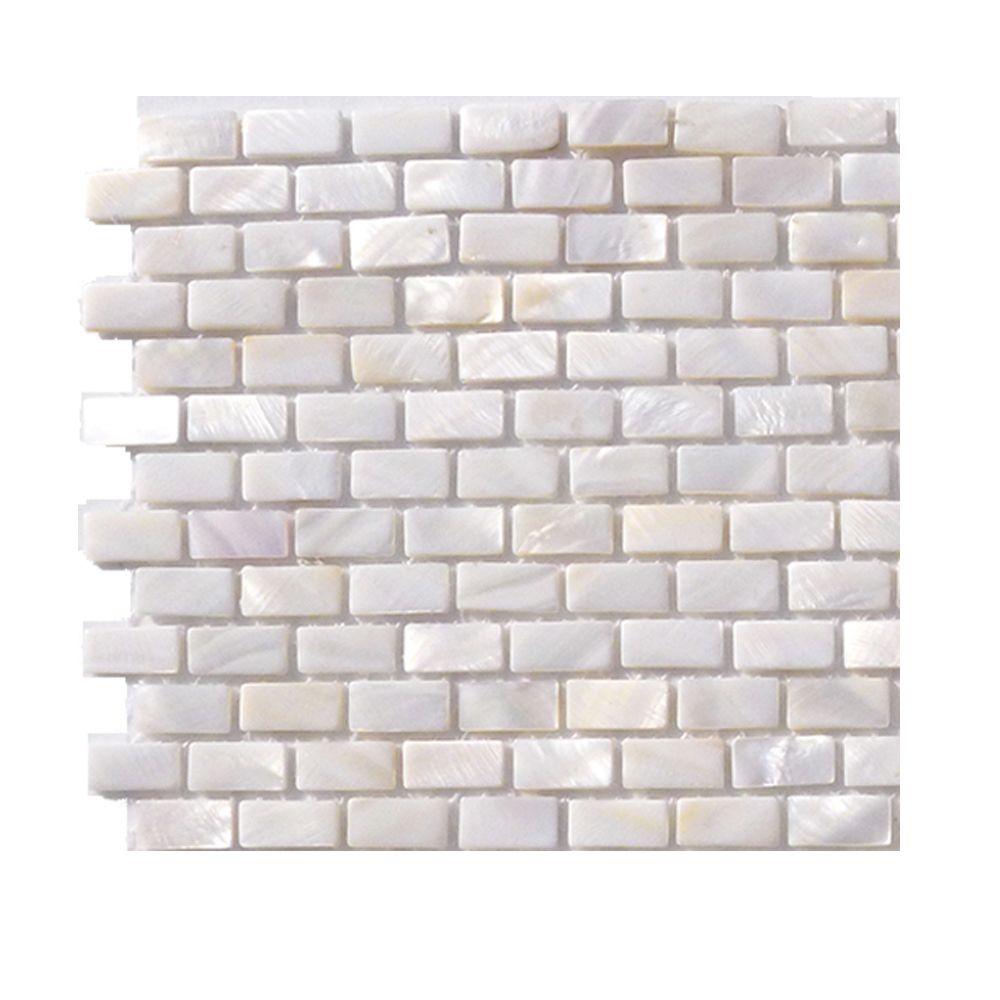 Ivy Hill Tile Pitzy Brick Castel Del Monte White Pearl Mini Brick Pattern Floor and Wall Tile