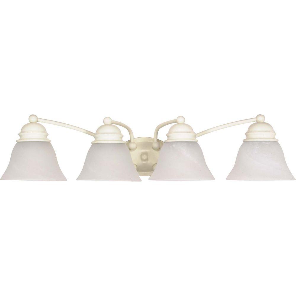 Glomar 4Light Textured White Vanity Light with Alabaster Glass Bell