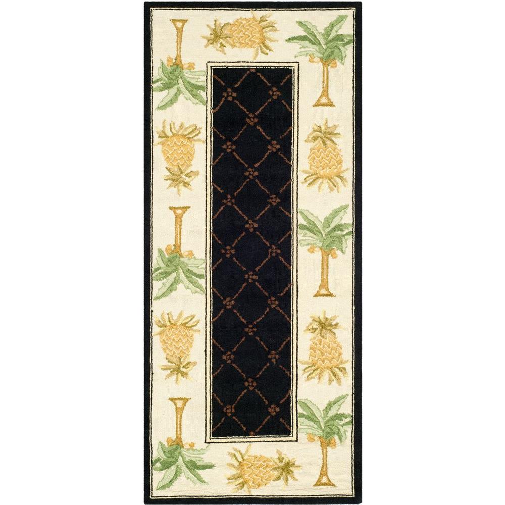 Safavieh Chelsea Black Ivory 3 Ft X 10 Runner Rug Hk362c 210 Safavieh Chelsea Black Ivory 3 Ft X 10 Runner Rug