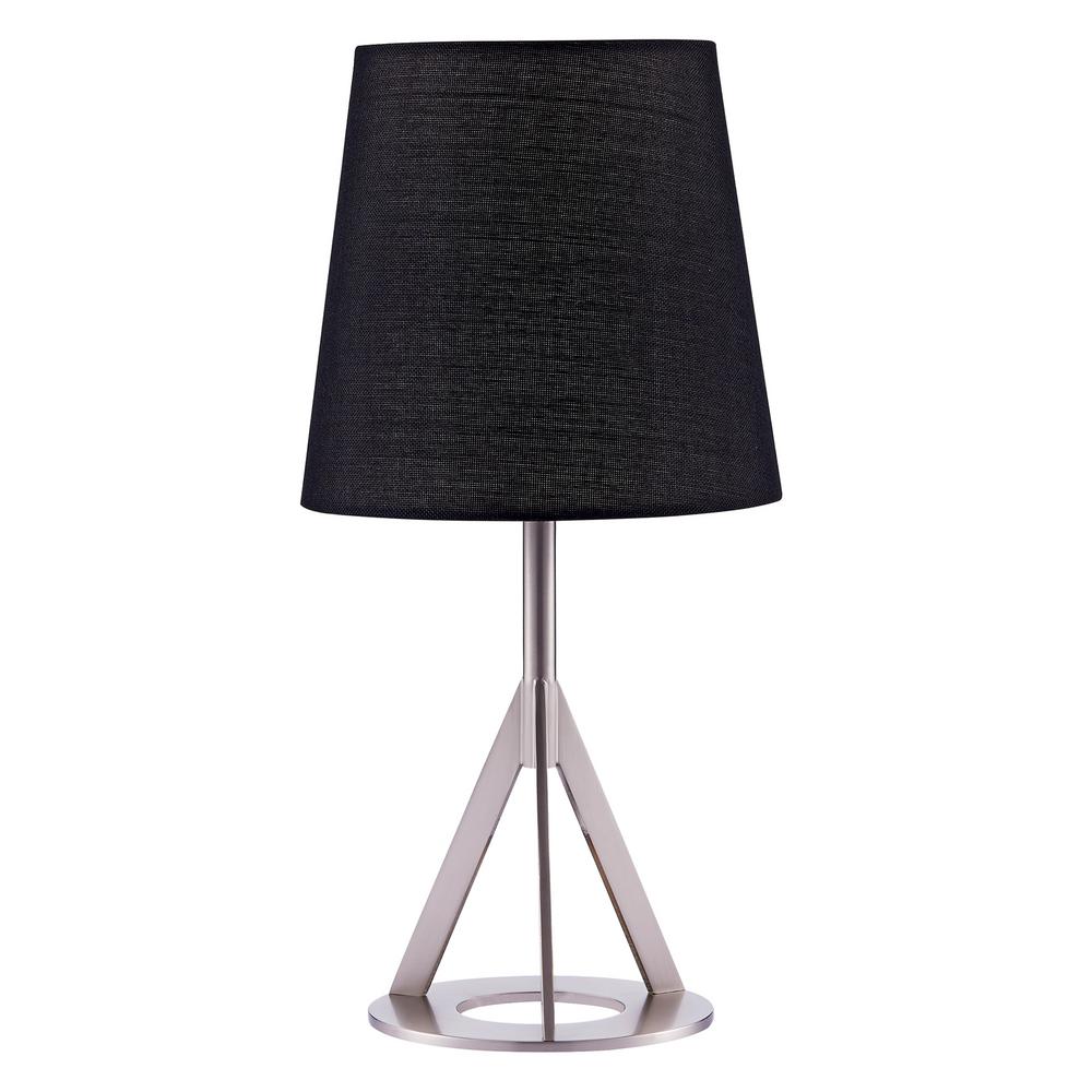 brass table lamp with black shade