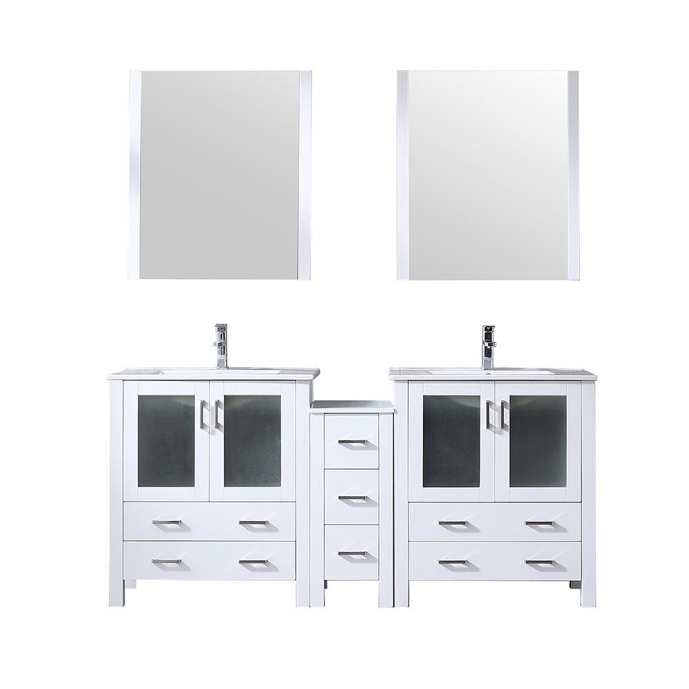Lexora Volez 72 In Single Bath Vanity White W Integrated Top Square Sink And 28 Mirrors