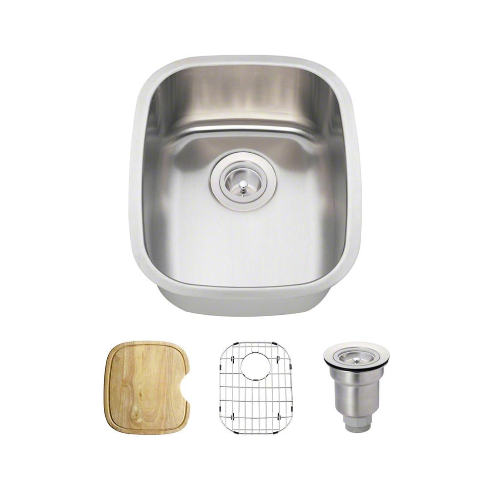 Elkay Kitchen Sinks The Home Depot All In One Undermount Stainless Steel 15 Single Bowl Bar Sink