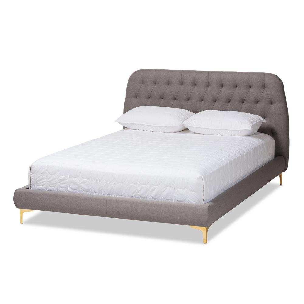 Light Gray King Size Platform Bed Frame Bedroom Furniture Tufted Baxton Studio Ingrid Light Gray King Platform Bed