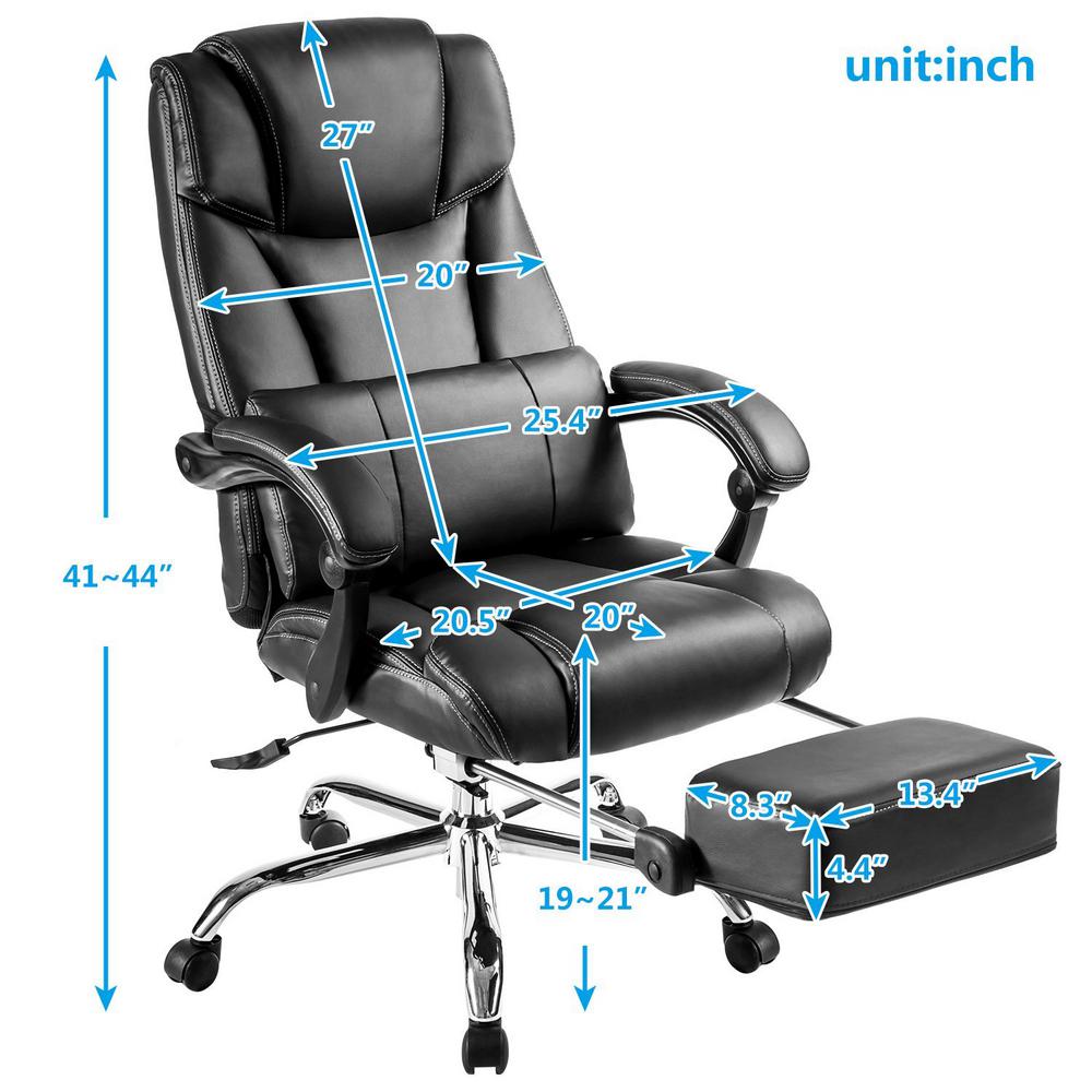 Merax Black Ergonomic Pu Leather Big And Tall Office Chair With
