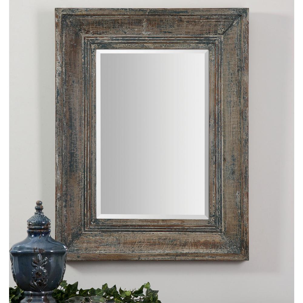 Global Direct 34 In X 27 Blue Green Rectangle Framed Mirror Blue Green Rectangle Framed Mirror 13854 The Home Depot