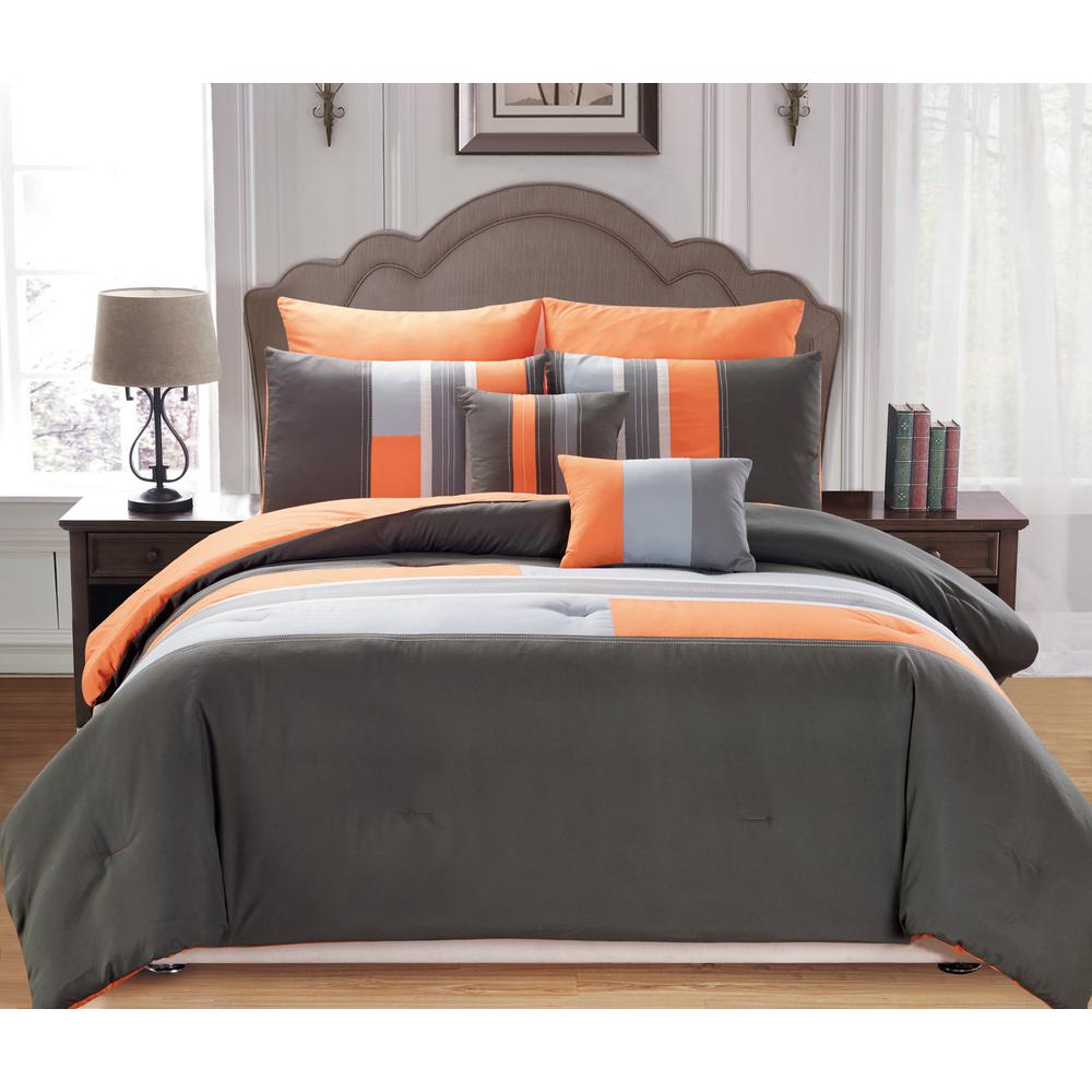 Kensie Desiree 7 Piece Orange Queen Comforter Set De1or 3 13372